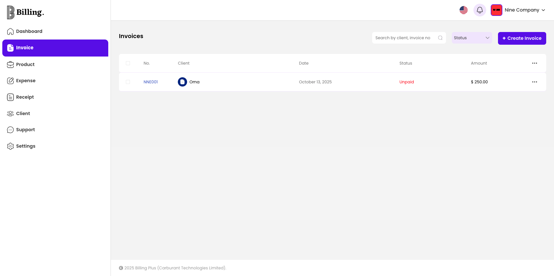 Billing app invoice creation dashboard